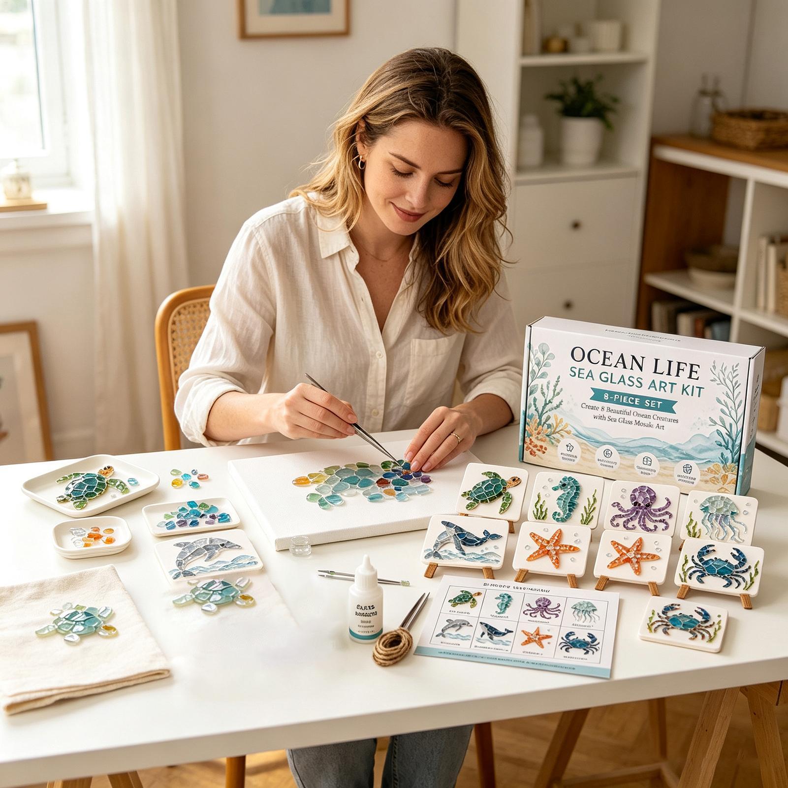 Crushed Glass Art Kit Handmade - Resin Craft For Beginners 评论和价格