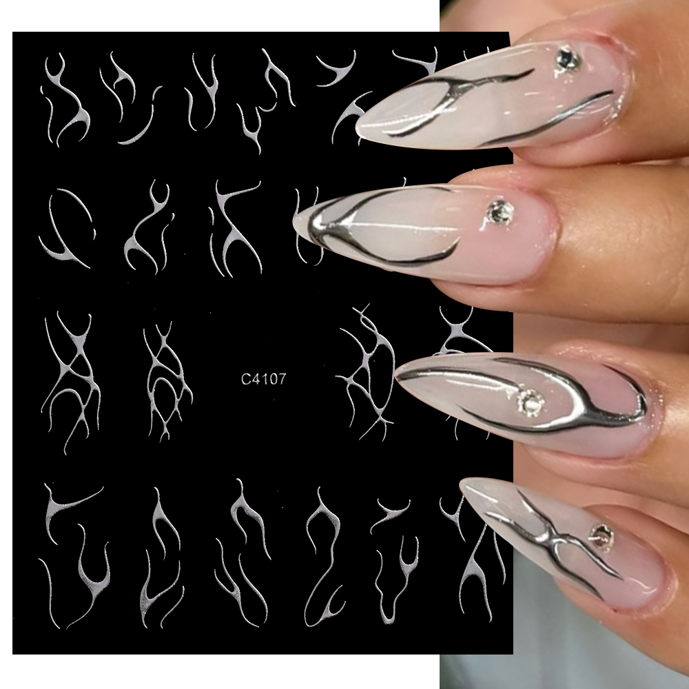 3D Silver Flame Nail Sticker G - Gold Foil Flakes 评论和价格