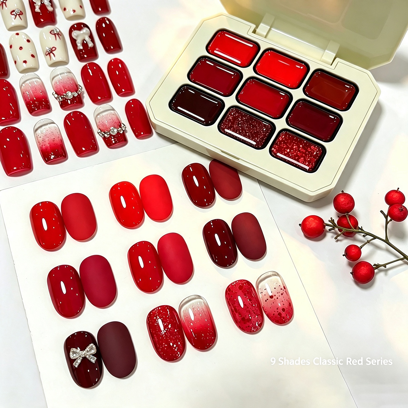 9 Colors Classic Red Solid Nai - Resin Glitter Pack 评论和价格