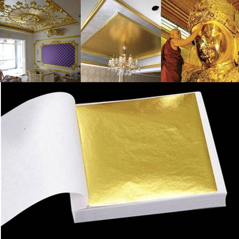 100 Pcs Sheets Pure 24K Gold F - Gold Foil Flakes 评论和价格