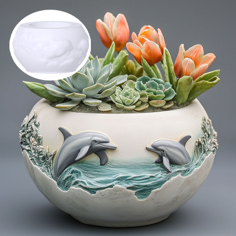 Couple dolphin relief succulen - Resin Ocean Wave Mold 评论和价格