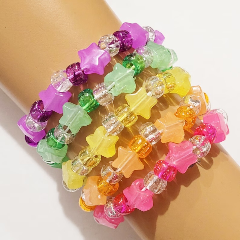 5 Glow star kandi bracelet set - Resin Glitter Pack 评论和价格